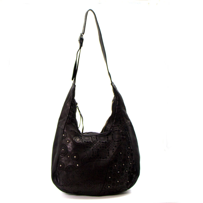 Handmade patterned detailed sections luxury vegetable dyed leather handbag - Handbags