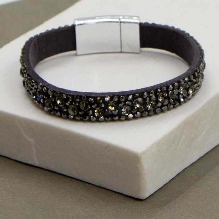 Crystal encrusted bracelet with magnetic clasp