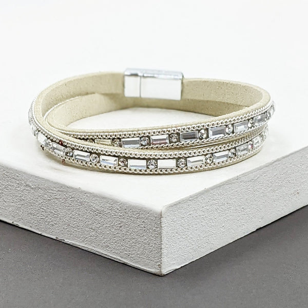 Double strand wrap around bracelet with baguette crystals