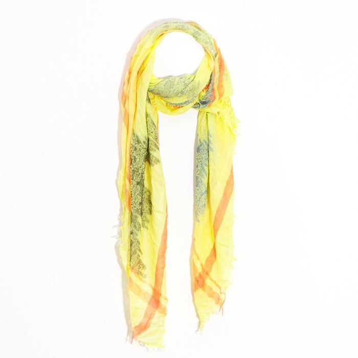 Special woven artisan style scarf with stripe border