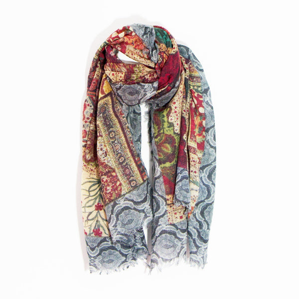 Multi arabesque arch digital print design scarf
