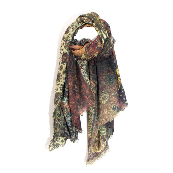 Multi arabesque carpet digital print design scarf