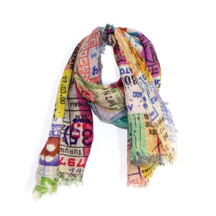 International transport ticket digital print scarf